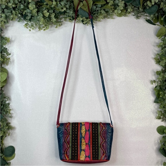 Sharif vintage Multi-color Patchwork Textured Leather Bag - Picture 6 of 12